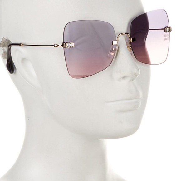 Miu Miu Gold Gradient Sunglasses with Pink Lenses - Picture 4 of 11